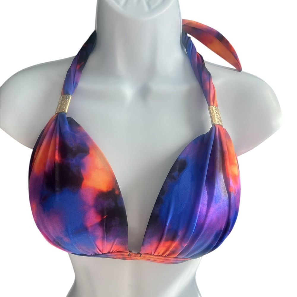 Venus Blue/Pink Color Splash Halter Bikini Top DD
